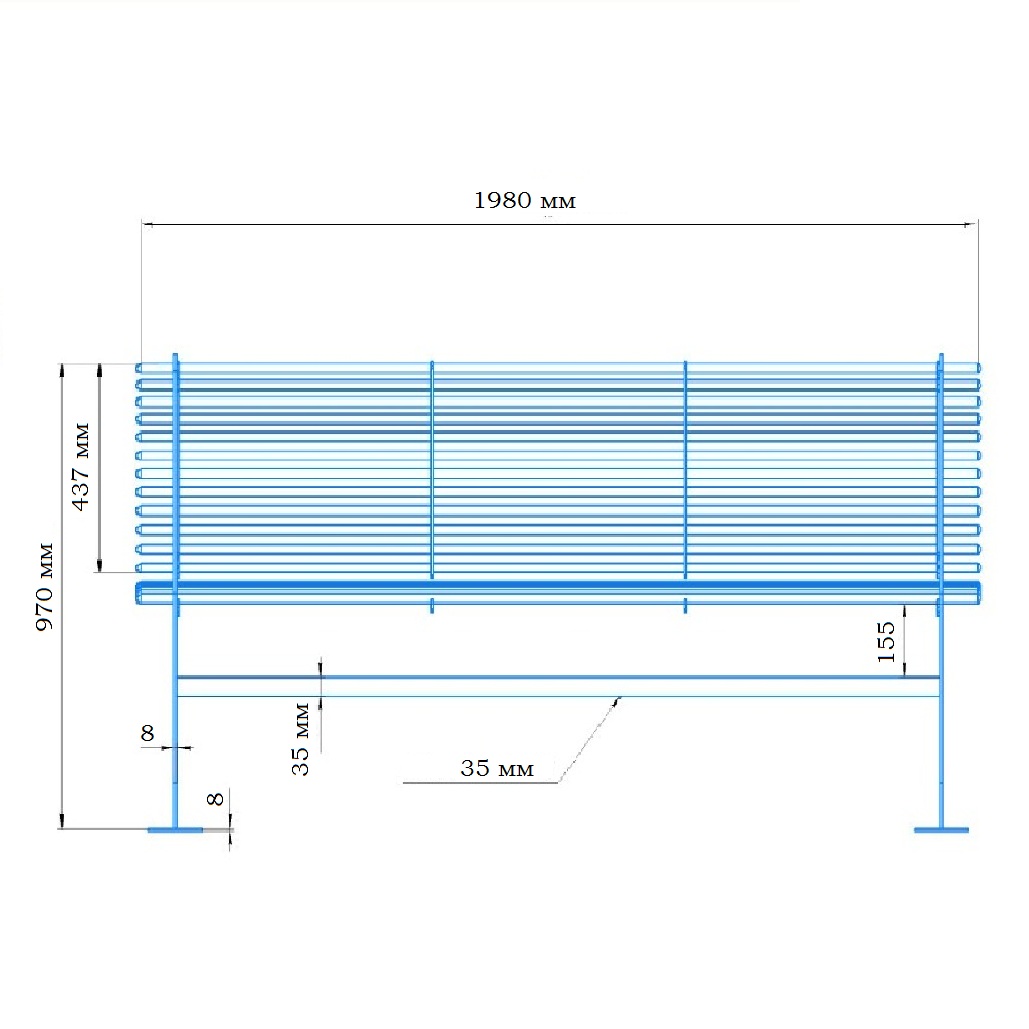 Розміри лавки ВЕ01